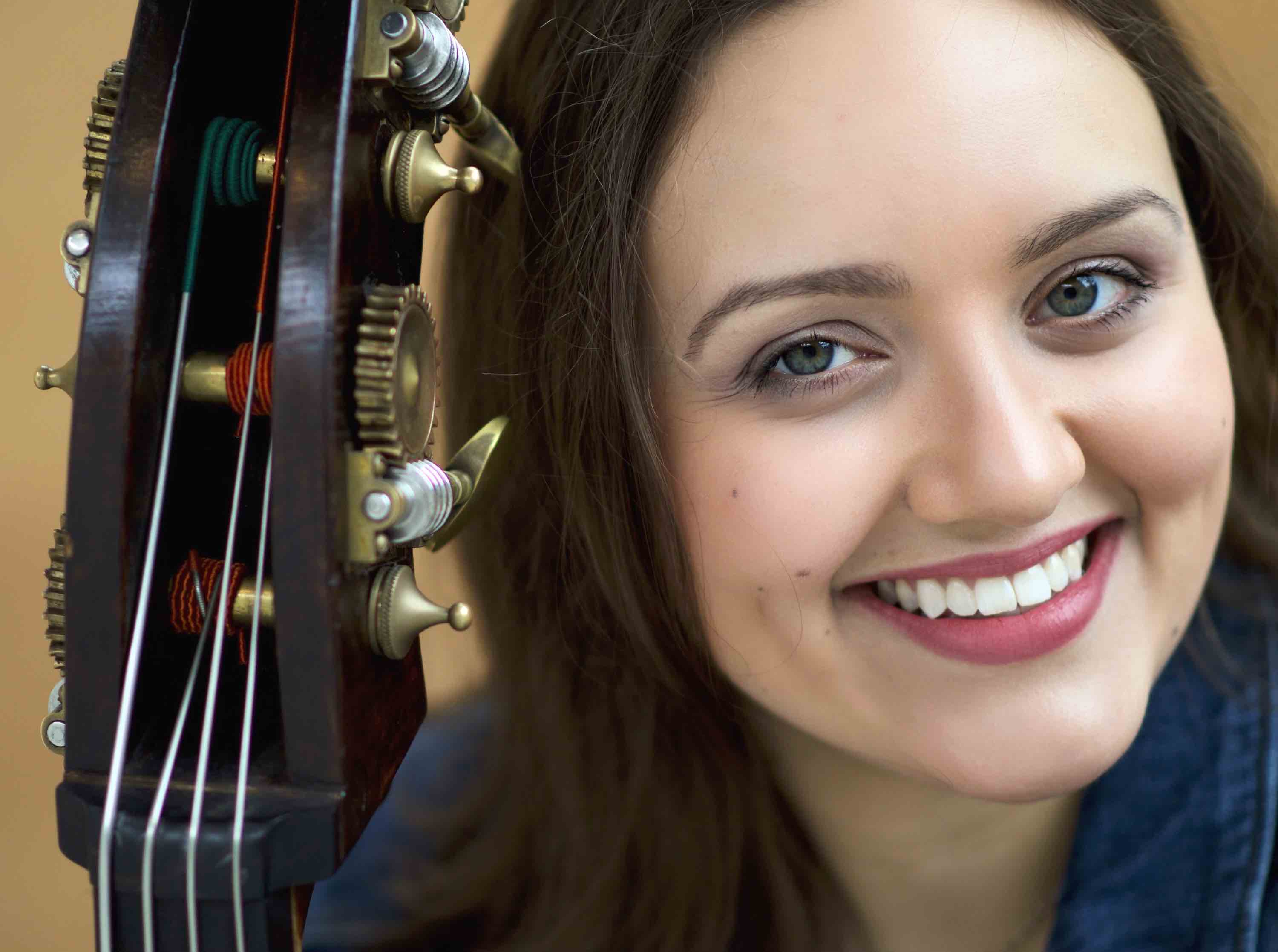 Kate Alexandra next to her double bass